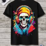 VIBRANT SKULL DJ T-SHIRT