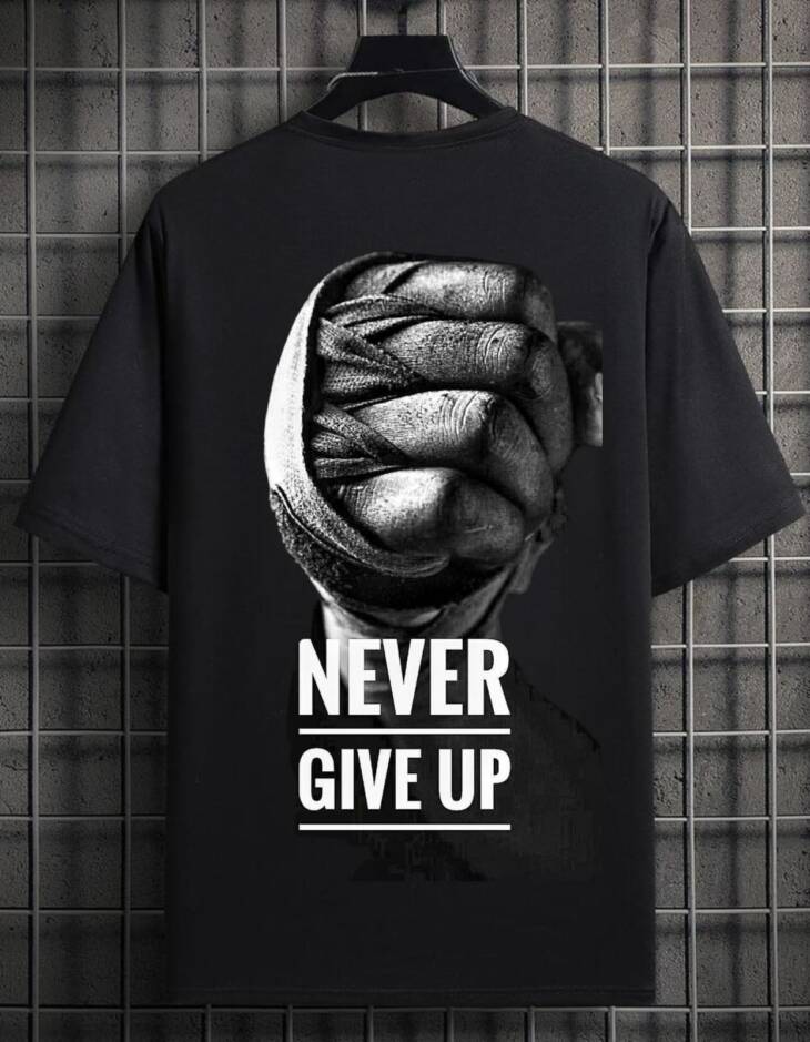 Never Give Up Oversized Graphic T-Shirt