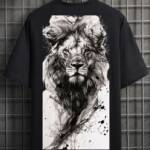 Majestic Lion Oversized Back Print T-Shirt