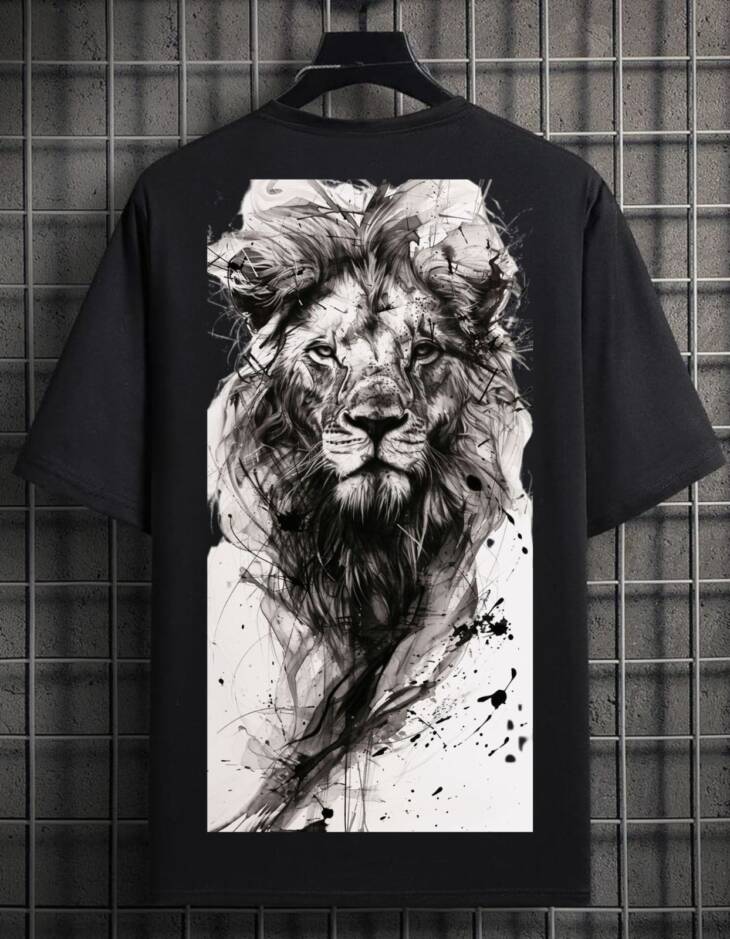 Majestic Lion Oversized Back Print T-Shirt